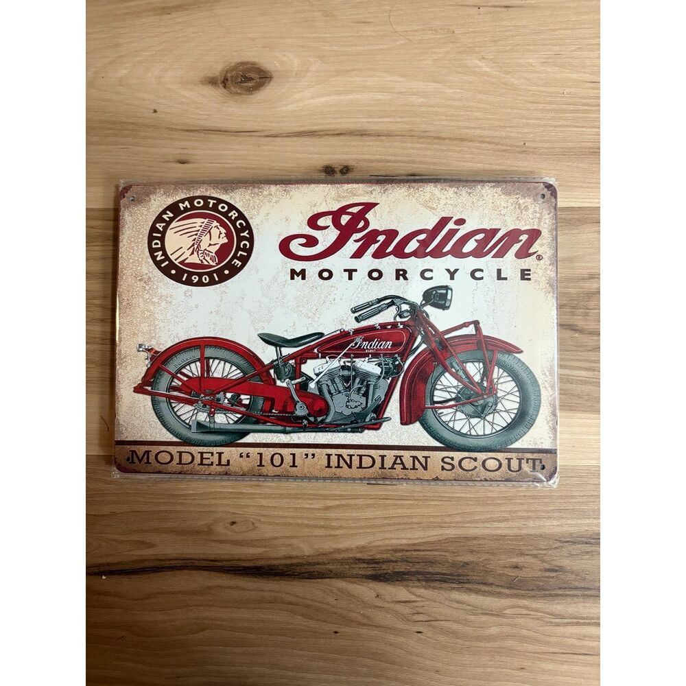 Vintage Style Indian Model "101" Scout Motorcycle Metal Sign